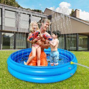 Inflatable Kiddie Pool with Sprinkler for Kids - 150cm 60" Baby Pool for Summer